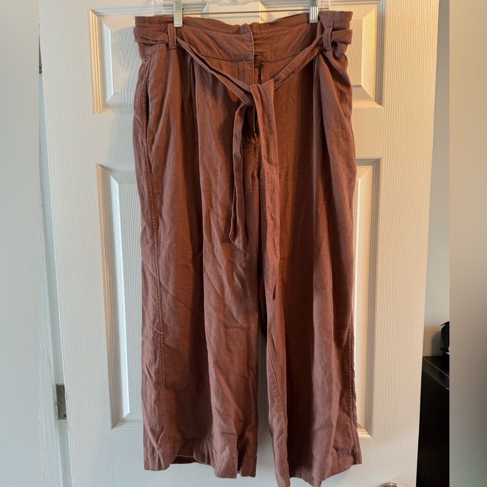 FatFace Wide-Leg Pants with Tie Waist in Mauve